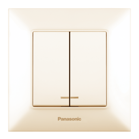 Вимикач двоклавішний Panasonic Arkedia Slim з підсвіткою кремовий