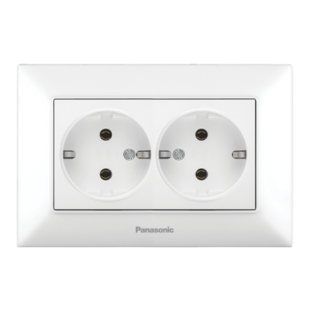 Розетка подвійна з заземленням Panasonic Arkedia Slim біла