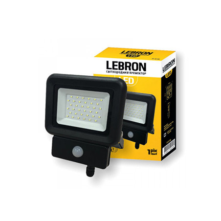 Прожектор LEBRON 10W LF10-S 6200K 230V IP65 800LM з датчиками руху та освітлення