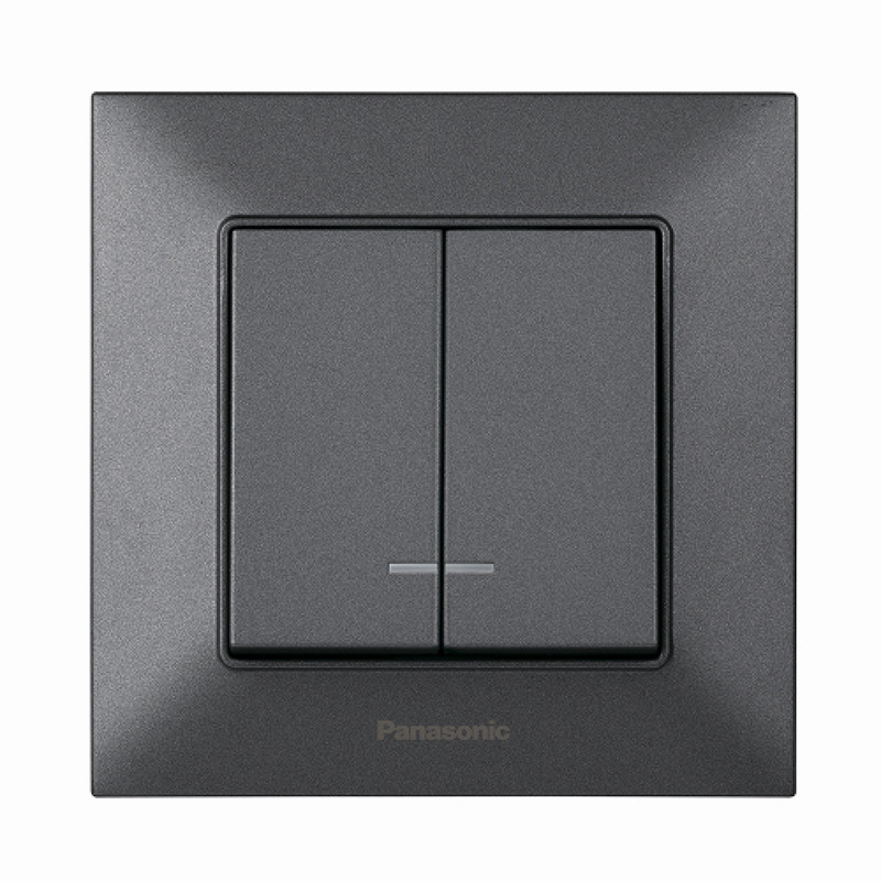 Вимикач двоклавішний Panasonic Arkedia Slim з підсвіткою димчастий