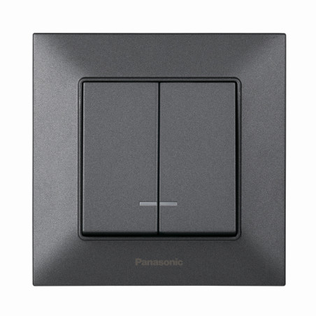 Вимикач двоклавішний Panasonic Arkedia Slim з підсвіткою димчастий