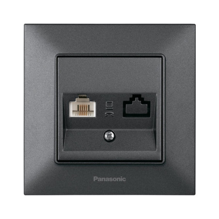 Розетка одинарна комп'ютерна Panasonic Arkedia Slim димчаста