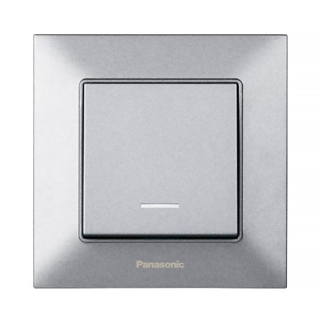 Вимикач одноклавішний Panasonic Arkedia Slim з підсвіткою срібний