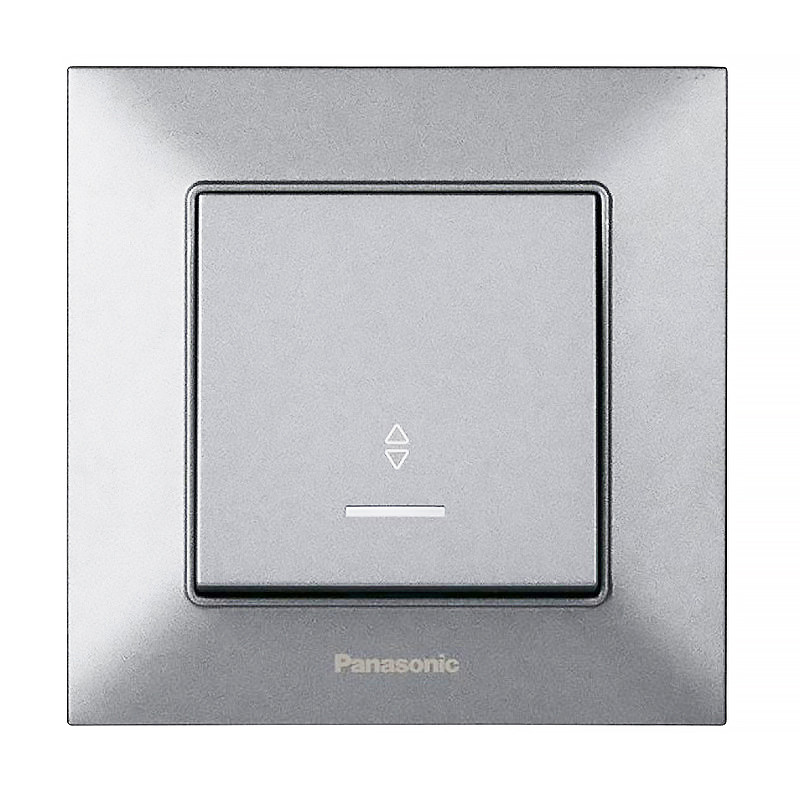 Вимикач одноклавішний прохідний Panasonic Arkedia Slim з підсвіткою срібний