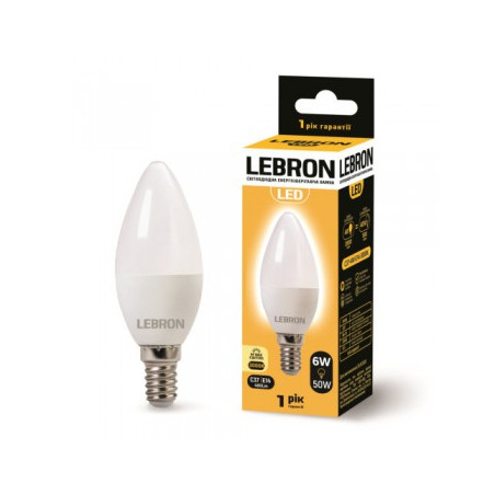 Lebron 6W Е14 3000K 480Lm свічка тепле світло
