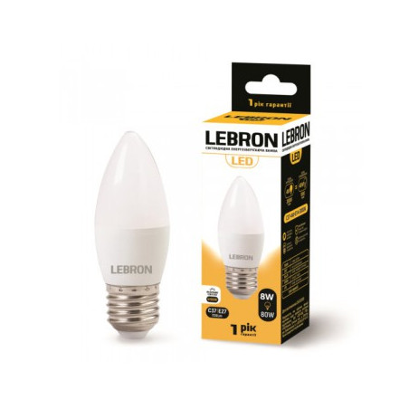 Lebron 8W Е27 4100K 700Lm свічка нейтральне світло