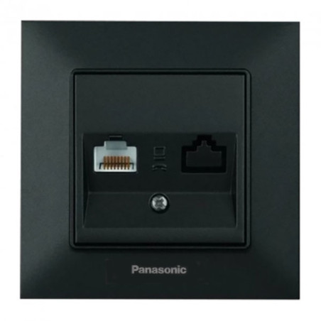 Розетка одинарна комп'ютерна Panasonic Arkedia Slim чорна