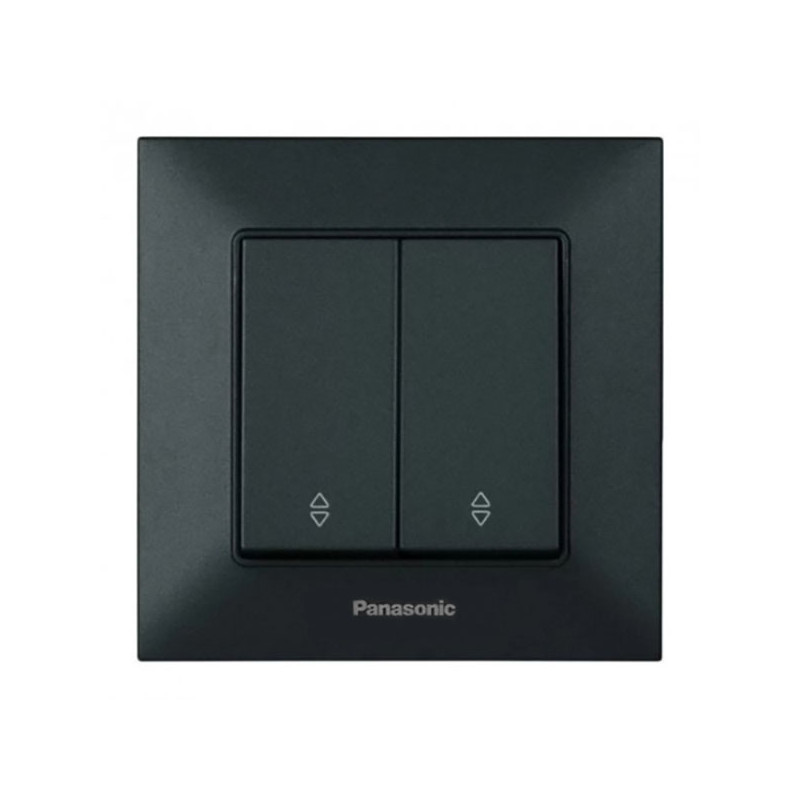 Вимикач двоклавішний прохідний Panasonic Arkedia Slim чорний