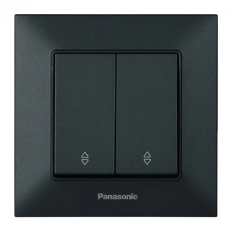 Вимикач двоклавішний прохідний Panasonic Arkedia Slim чорний